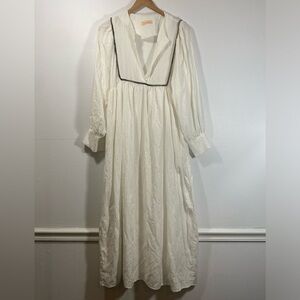 Elegant Modest White Maxi Dress with Button up Neck Line
